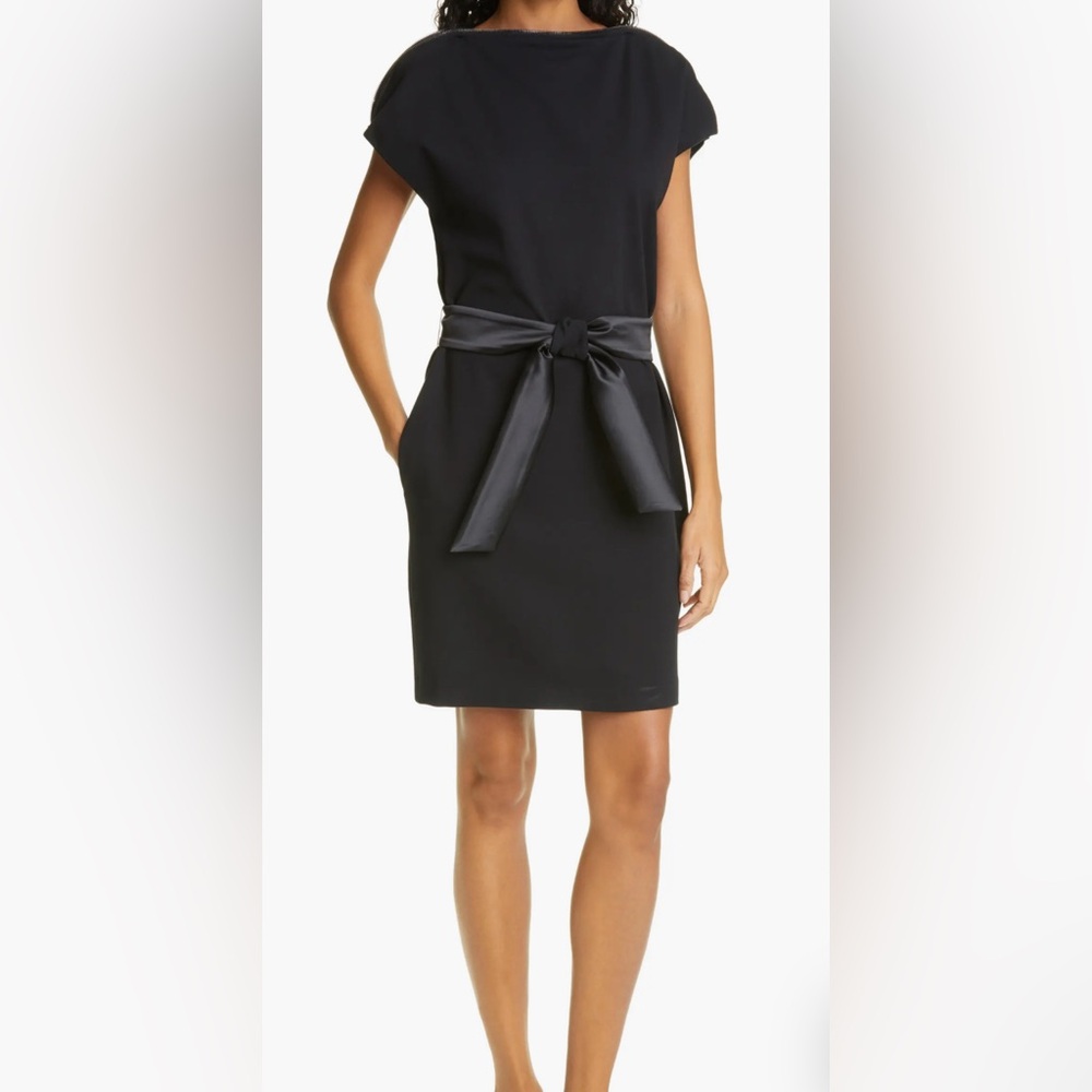 Emporio Armani Milano Zip Boatneck Jersey Dress Black